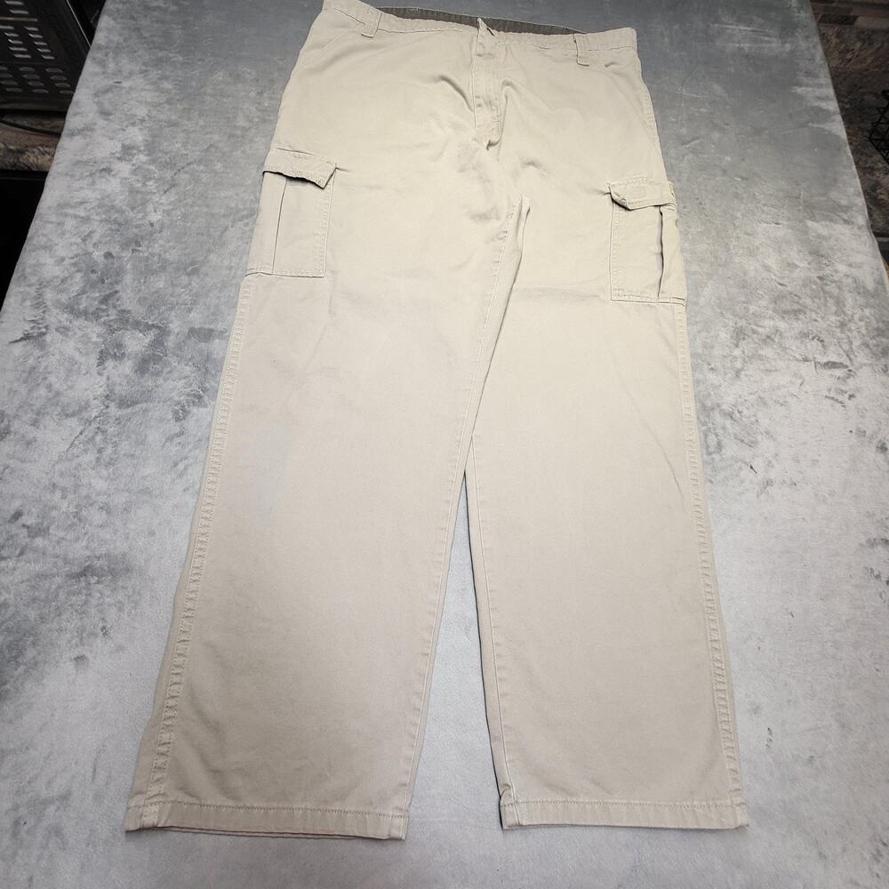 Wrangler Pants Mens 40x32 Beige Cargo Relaxed Fit Cotton Canvas Pockets